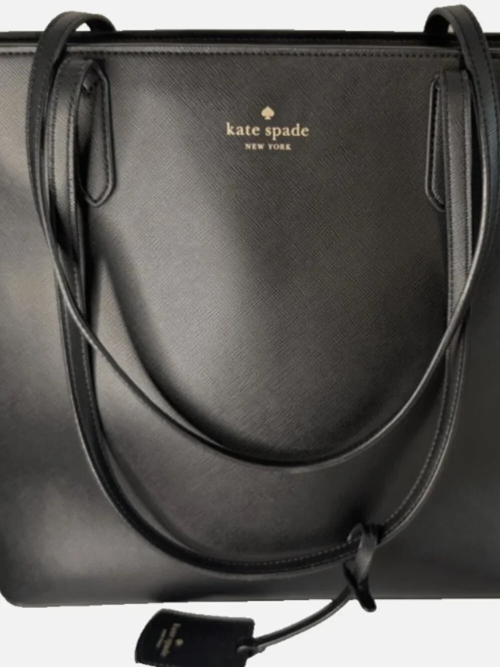 Kate Spade Leather Zip Medium Tote Saffiano Black Handbag Purse